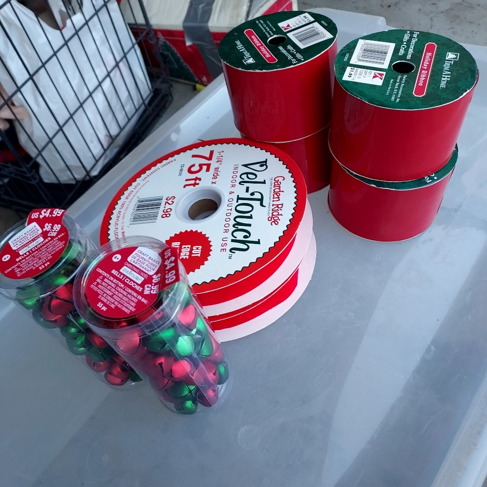 Christmas Bells & Ribbon Decor or Bow making Art Holiday Crafting